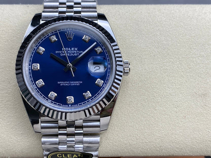DateJust 41 126334 Clean 1:1 Best Edition 904L Steel Blue/Moissanite Dial on Jubilee Bracelet DD3235