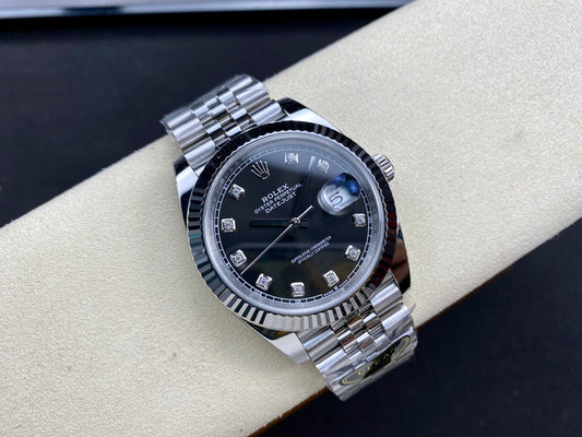 DateJust 41 126334 Clean 1:1 Best Edition 904L Steel Black/Moissanite Dial on Jubilee Bracelet DD3235