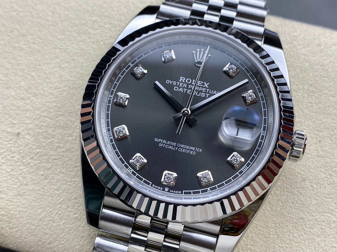 DateJust 41 126334 Clean 1:1 Best Edition 904L Steel Gray/Moissanite Dial on Jubilee Bracelet DD3235
