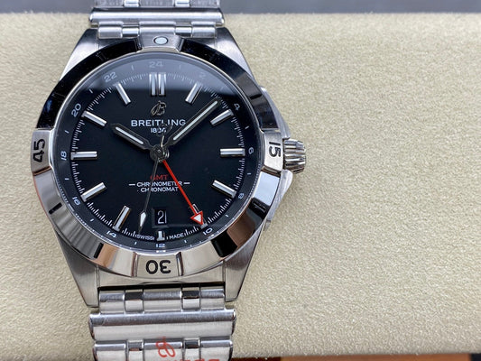 Chronomat GMT 40 SS BLS 1:1 Best Edition Black Dial on SS Bracelet A2836