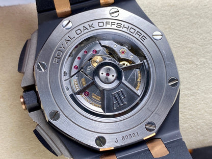 Royal Oak Offshore 44mm Black Ceramic TKF 1:1 Best Edition Black/RG Dial on Black Rubber Strap A3126