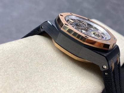 Royal Oak Offshore 44mm Black Ceramic TKF 1:1 Best Edition Gray Dial RG Bezel on Black Rubber Strap A3126