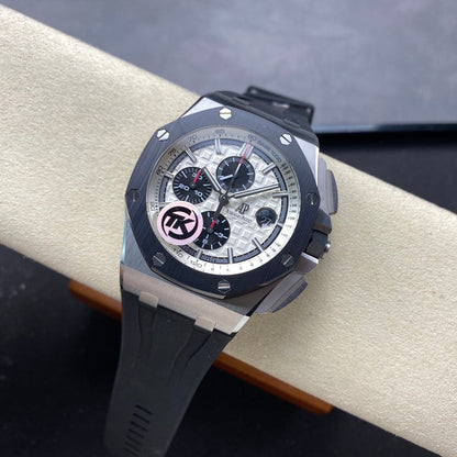 Royal Oak Offshore 44mm SS TKF 1:1 Best Edition White Dial on Black Rubber Strap A3126