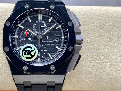 Royal Oak Offshore 44mm Black Ceramic TKF Best Edition Black Dial on Black Rubber Strap A3126