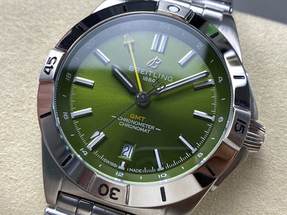 Chronomat GMT 40 SS BLS 1:1 Best Edition Green Dial on SS Bracelet A2836