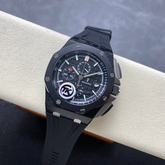 Royal Oak Offshore 44mm Forged Carbon TKF Best Edition Black Dial on Black Rubber Strap A3126