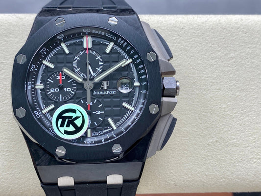 Royal Oak Offshore 44mm Forged Carbon TKF Best Edition Black Dial on Black Rubber Strap A3126