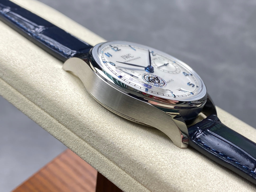 Portugieser Automatic 42mm SS APSF 1:1 Best Edition White Dial Blue Marker on Blue Leather Strap A52010