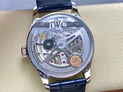 Portugieser Automatic 42mm SS APSF 1:1 Best Edition White Dial Blue Marker on Blue Leather Strap A52010