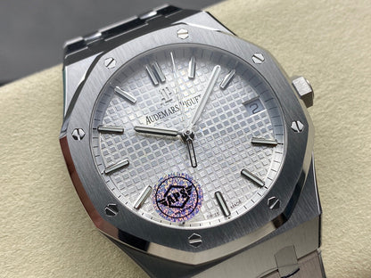 Royal Oak 15500 SS APSF 1:1 Best Edition White Dial on SS Bracelet SA4302 Super Clone V2 (SW Dial)