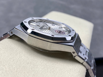 Royal Oak 15500 SS APSF 1:1 Best Edition White Dial on SS Bracelet SA4302 Super Clone V2 (SW Dial)