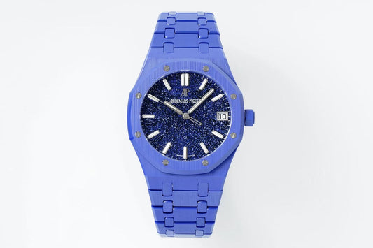 Royal Oak 15500 Blue Ceramic APSF 1:1 Best Edition Blue Stars Dial on Blue Ceramic Bracelet SA4302 Super Clone