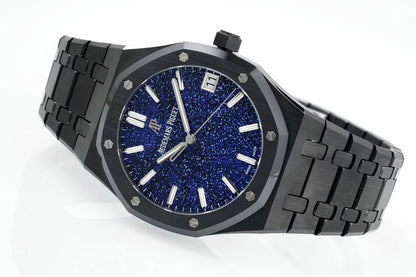 Royal Oak 15500 Black Ceramic APSF 1:1 Best Edition Blue Stars Dial on Black Ceramic Bracelet SA4302 Super Clone