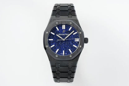 Royal Oak 15500 Black Ceramic APSF 1:1 Best Edition Blue Stars Dial on Black Ceramic Bracelet SA4302 Super Clone