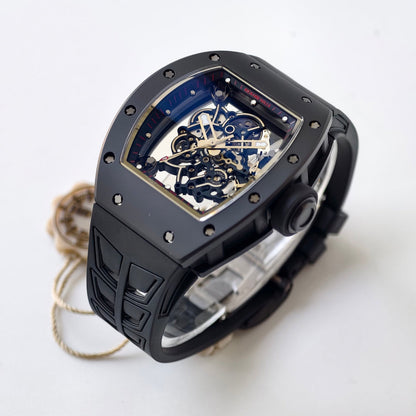 RM055 Black Case Black Inner Bezel(Red Word) Umi Office 1:1 Best Edition Skeleton Dial Black Strap RMUL2 SuperClone (Free Sprung)