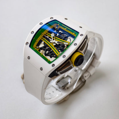 RM061 White Ceramic Umi Office 1:1 Best Edition Green skeleton White Rubber Strap RMUL2 Super Clone (Free Sprung)