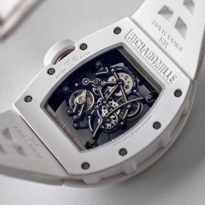 RM055 White Ceramic Umi Office 1:1 Best Edition Skeleton Dial White Rubber Strap RMUL2 Super Clone (Free Sprung)