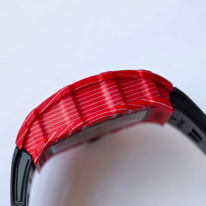 RM035-02 Red NTPT Umi Office 1:1 Best Edition Skeleton Dial On Black Rubber Strap RMAL1 Super Clone V2 (Free Sprung)
