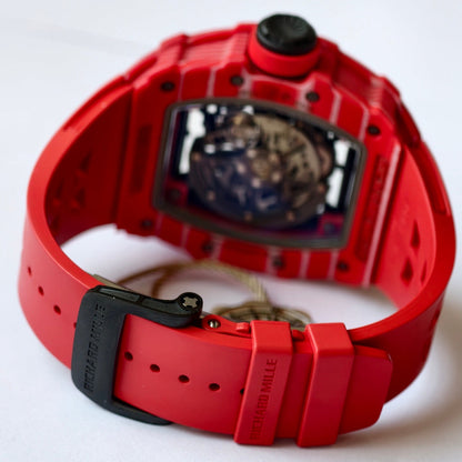 RM035-02 Red NTPT Umi Office 1:1 Best Edition Skeleton Dial On Red Rubber Strap RMAL1 Super Clone V2 (Free Sprung)