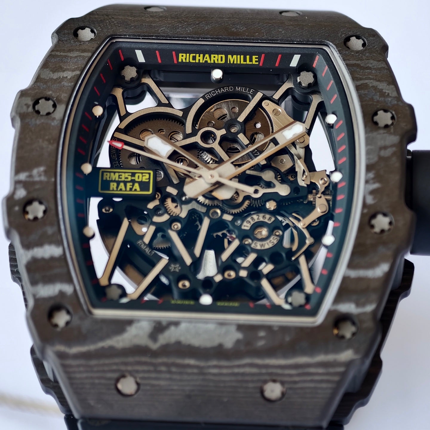 RM035-02 Black NTPT Black Crown Umi Office 1:1 Best Edition Skeleton Dial On Black Rubber Strap RMAL1 Super Clone V2 (Free Sprung)