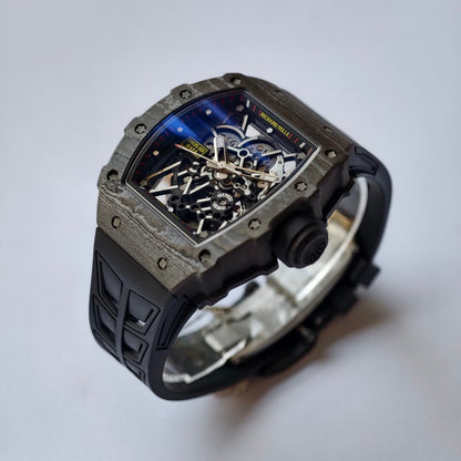 RM035-02 Black NTPT Black Crown Umi Office 1:1 Best Edition Skeleton Dial On Black Rubber Strap RMAL1 Super Clone V2 (Free Sprung)
