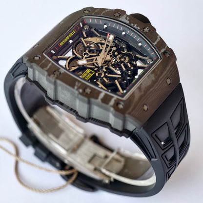 RM035-02 Black NTPT Black Crown Umi Office 1:1 Best Edition Skeleton Dial On Black Rubber Strap RMAL1 Super Clone V2 (Free Sprung)